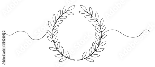 laurel wreath with decorative swirl line art
