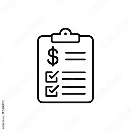A simple icon representing a financial checklist, ideal for budget, finance, and accounting applications.