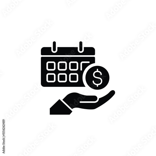 Hand receiving money from calendar.  Timely payment