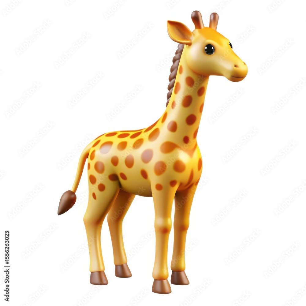 Cute 3d rendered cartoon giraffe standing proudly isolated on white background Cute 3d rendered cartoon giraffe standing proudly isolated on white background