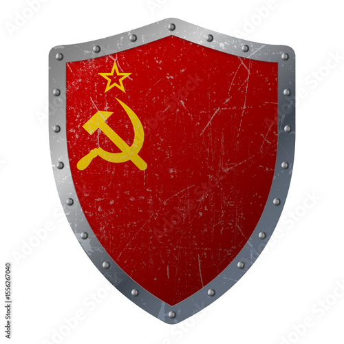 Old Shield with Flag of Soviet Union. vector illustration
