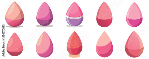 Colorful Variety of Makeup Sponges in a Vector Illustration Style