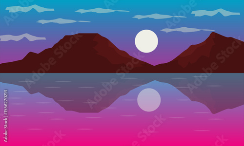 Natural Landscape in the morning, Mountains and lakes