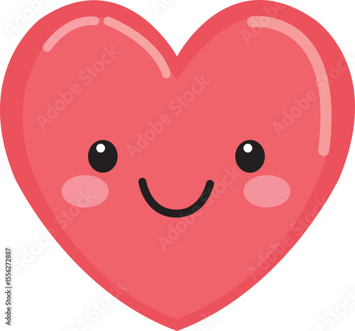 A cheerful, cartoon-style heart with a smiling face and rosy cheeks.
