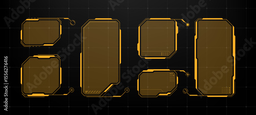 Collection of futuristic head up display (HUD) frames and boxes in various shapes for data display and technological interface.
