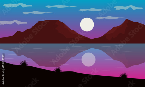 Natural Landscape in the morning, Mountains and lakes
