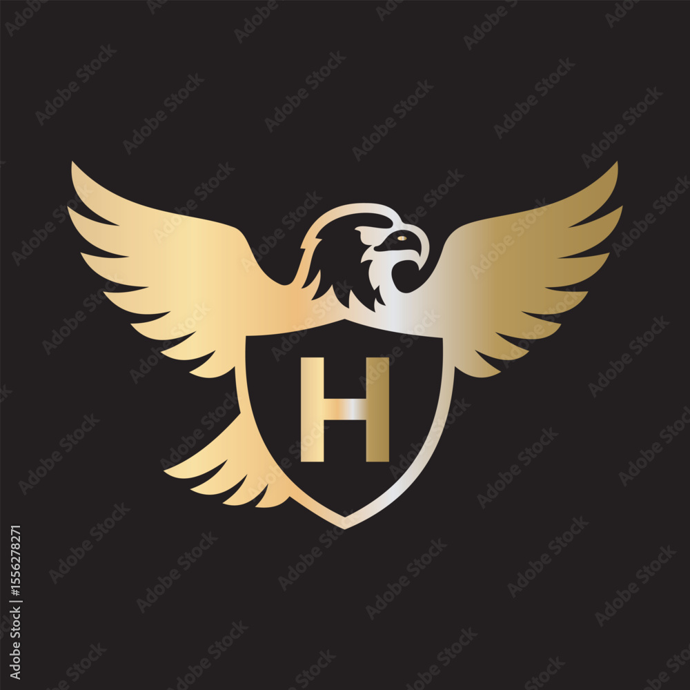 Obraz premium Initial Eagle Logo combine with letter H vector template 