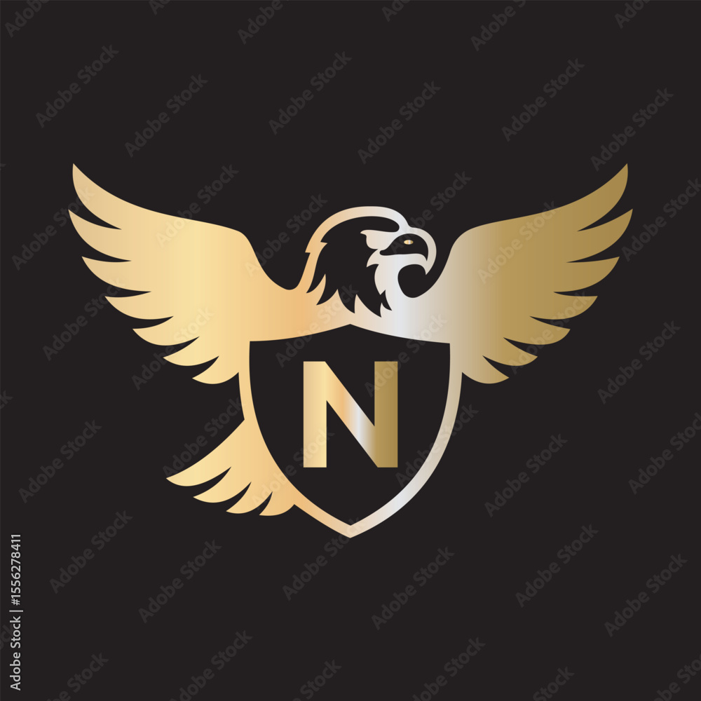 Obraz premium Initial Eagle Logo combine with letter N vector template 