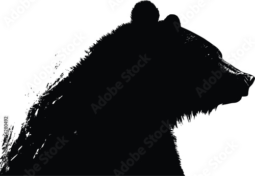 Grizzly Bear Profile Vector Art Dramatic Silhouette Illustration