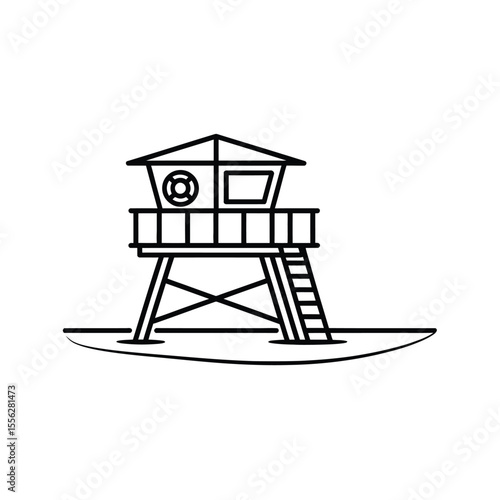 Minimalist Lifeguard Tower Outline Beach Safety Symbol Coastline Protection Icon