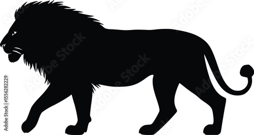 Majestic Lion Vector Silhouette Profile Powerful Animal Graphic