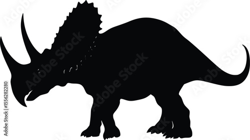 Powerful Triceratops Silhouette Vector Illustration Graphic Design