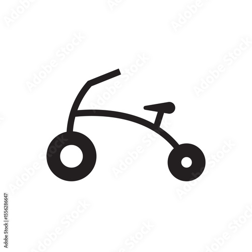 Toddler tricycle silhouette. Black tricycle icon ideal for kids’ toy stores or early childhood materials.