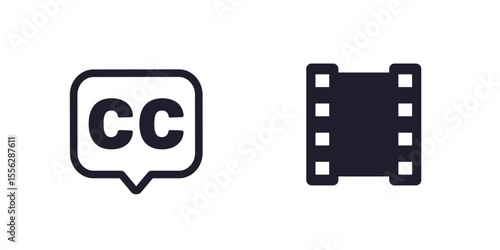 closed captions, subtitles for video icons on white