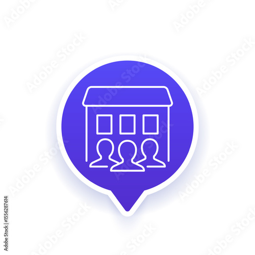 communal house line icon with tenants