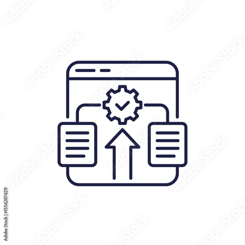 automated document management icon, line design on white