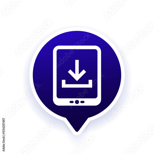 ebook reader icon, download book vector design