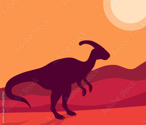Parasaurolophus vector illustration with dinosaur