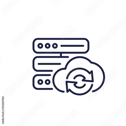 server backup line icon with a cloud