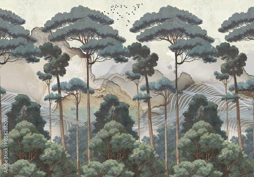 Wallpaper Mural palm trees in the mountains Torontodigital.ca