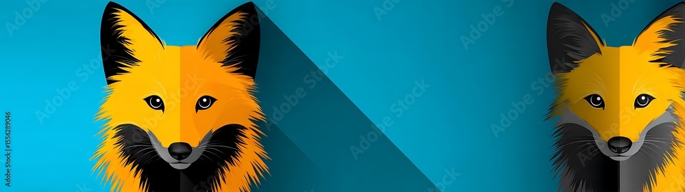 Obraz premium Two Foxes, Colorful Design