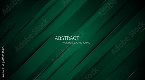 Abstract dark green background with green glowing lines, free space for design.	