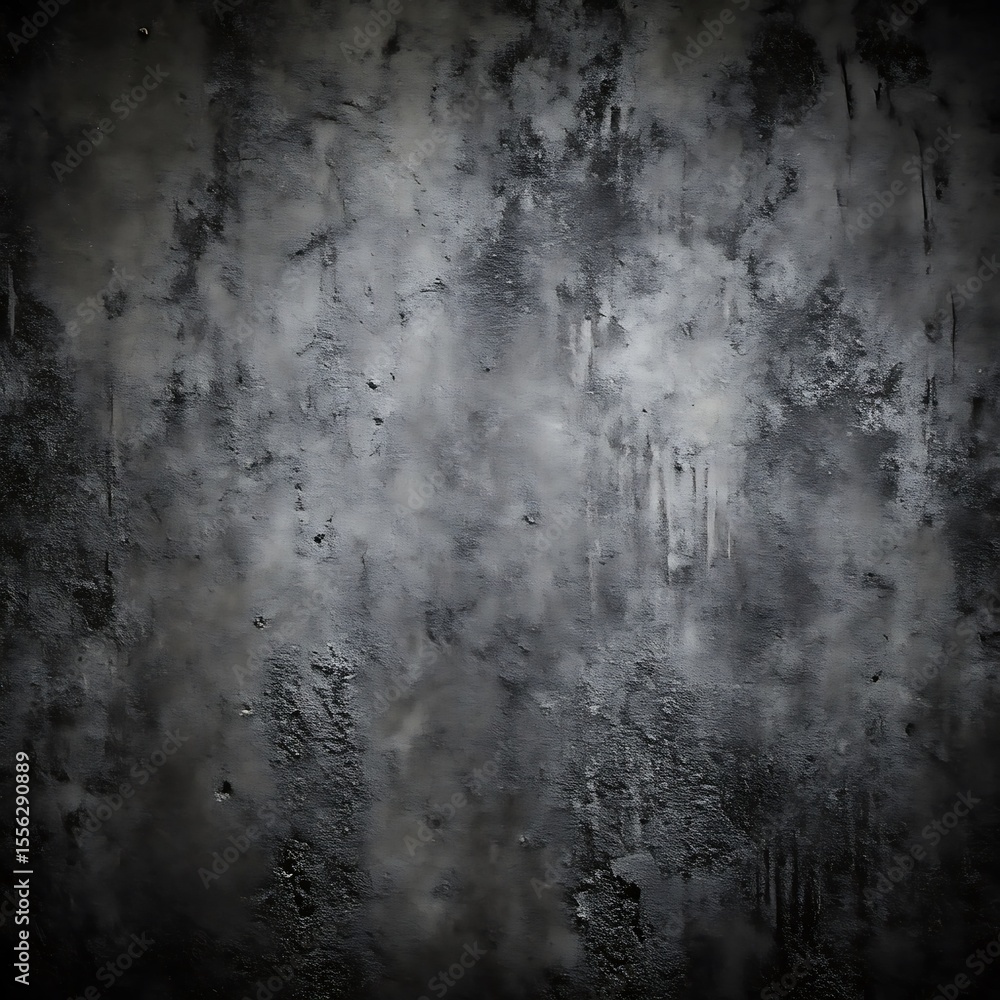 Obraz premium Dark black anthracite gray grey rustic concrete cement stone texture background wall - Rough grunge grain aged old cracked abstract structure with dark vignette frame, template for design