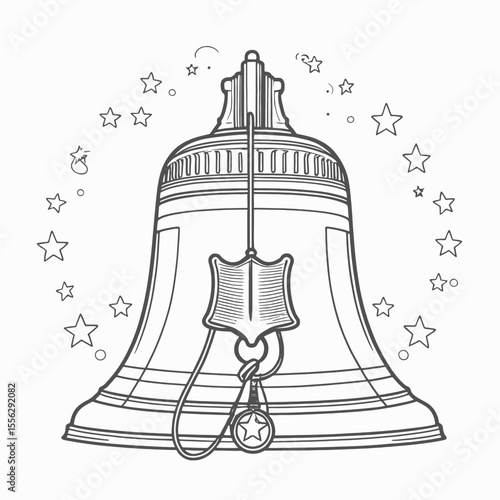 4th of July Liberty Bell coloring book pages for children and adult