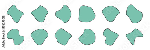 Blob shape organic set. Fluid cooler blob shape vector for abstract design. Irregular random minimal blob form. Abstract watery forms template. Organic blobs set icon on white background.
