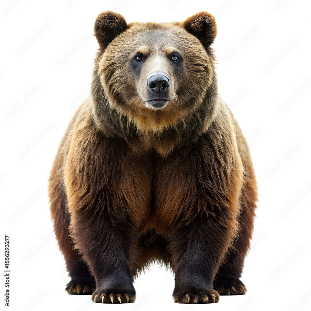 Fototapeta premium Grizzly bear standing on transparent background 
