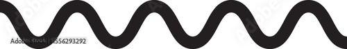 Decorative thick vector line consisting of four smooth crests and troughs forming a symmetrical zigzag shape.