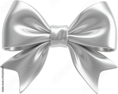 silver bow isolated on white background Illustrator Artwork Shiny Silver Bow