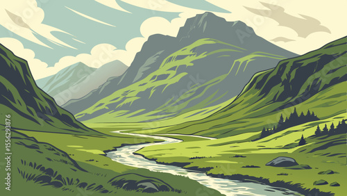 illustration of beauty of the Glencoe highlands Scotland