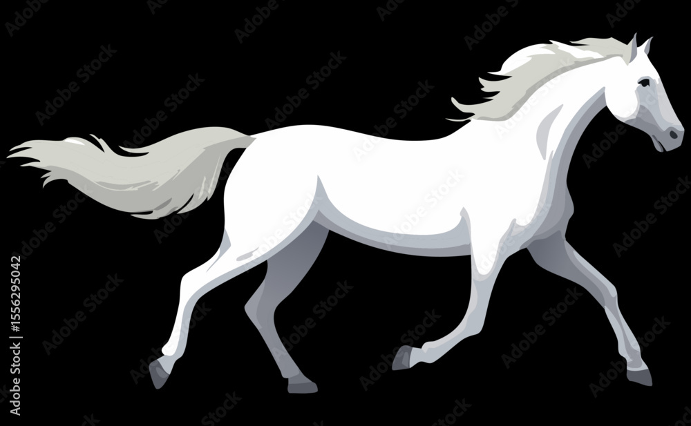 Obraz premium White mare on black backround