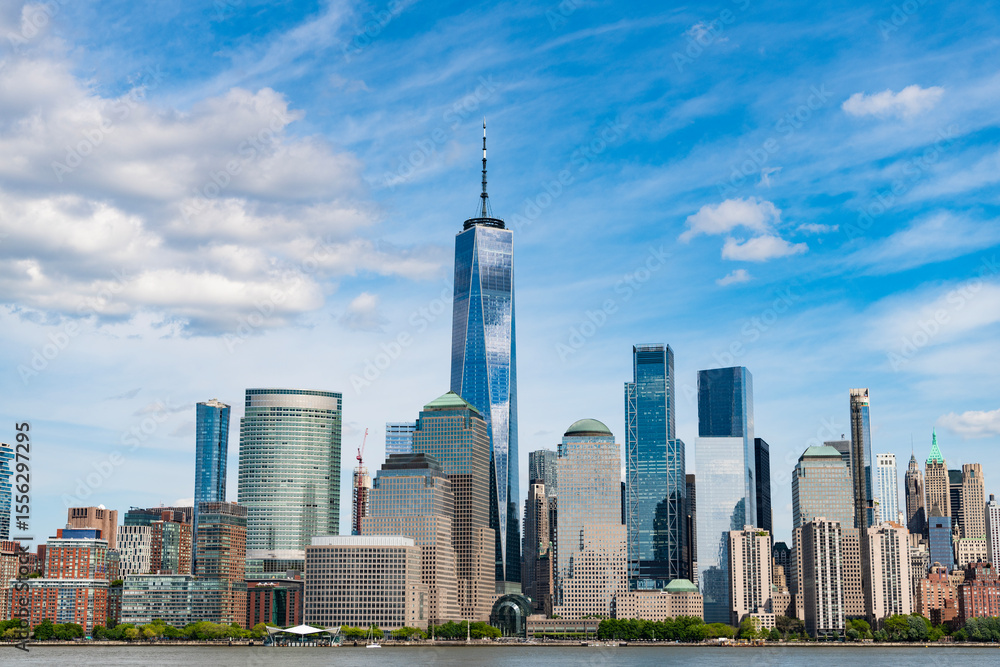 Obraz premium New York, United States. New york Manhattal skyline financial district. Manhattan's beautiful skyline, New York, United States. Panorama view of New York city skyline in Midtown Manhattan. USA NYC