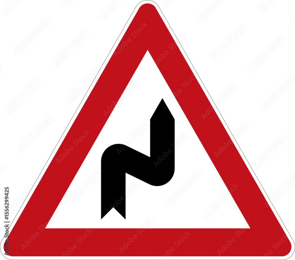 Doppelkurve – zunächst rechts - StVo DE, Vektor (SVG) Doppelkurve – zunächst rechts - StVo DE, Vektor (SVG)