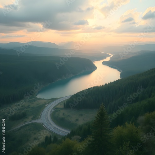 It shows a river winding through a lush green forest.