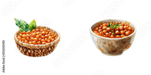 nato japanese food watercolor vector illustration