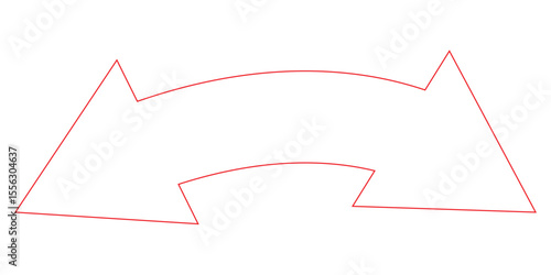 Dual sided arrow vector, icon, silhouette design. Semicircular curved thin, long double ended arrow vector design for website, app and logo design. Vector illustration of duel side arrow