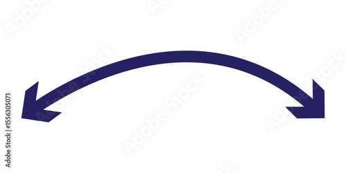 Dual sided arrow vector, icon, silhouette design. Semicircular curved thin, long double ended arrow vector design for website, app and logo design. Vector illustration of duel side arrow