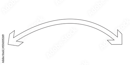 Dual sided arrow vector, icon, silhouette design. Semicircular curved thin, long double ended arrow vector design for website, app and logo design. Vector illustration of duel side
