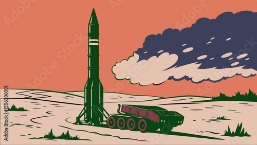 Mobile Desert Rocket Launcher Vehicle for Tactical Military Deployments