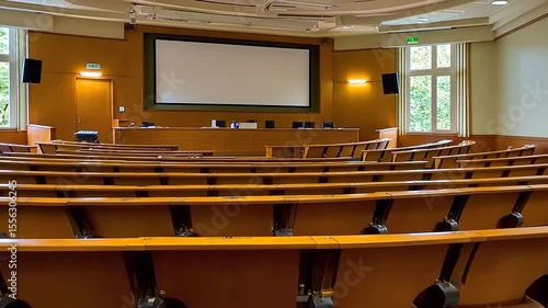 Empty University Lecture Hall, Ready for Class