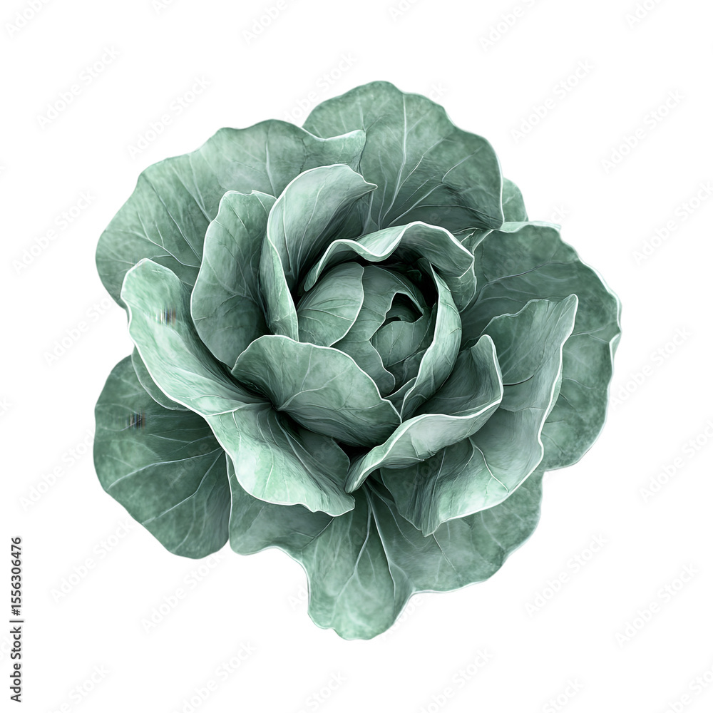 Obraz premium Close-up view of a vibrant, textured head of green cabbage.