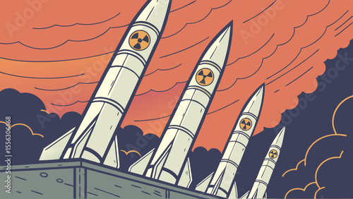 Nuclear Missile Launch Illustration