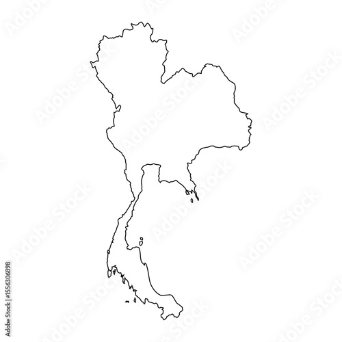 vector map of Thailand isolated on a transparent background, Detailed map of Thailand
