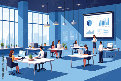 Modern Office Workspace Team Collaboration and Productivity