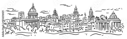london skyline with st paul's cathedral hand drawn vector