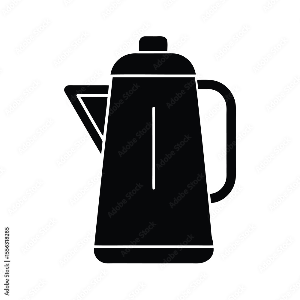Obraz premium Black Silhouette of a Coffee Pot Simple black