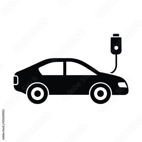 Electric Car Charging Station Icon Illustration Simple black